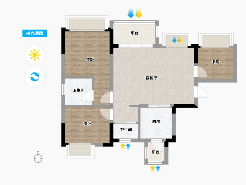 四川省-成都市-城投置地国宾璟园-65.54-户型库-采光通风