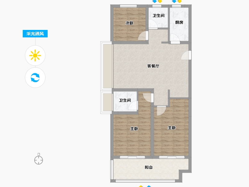 河南省-安阳市-利源·光明壹号-85.61-户型库-采光通风