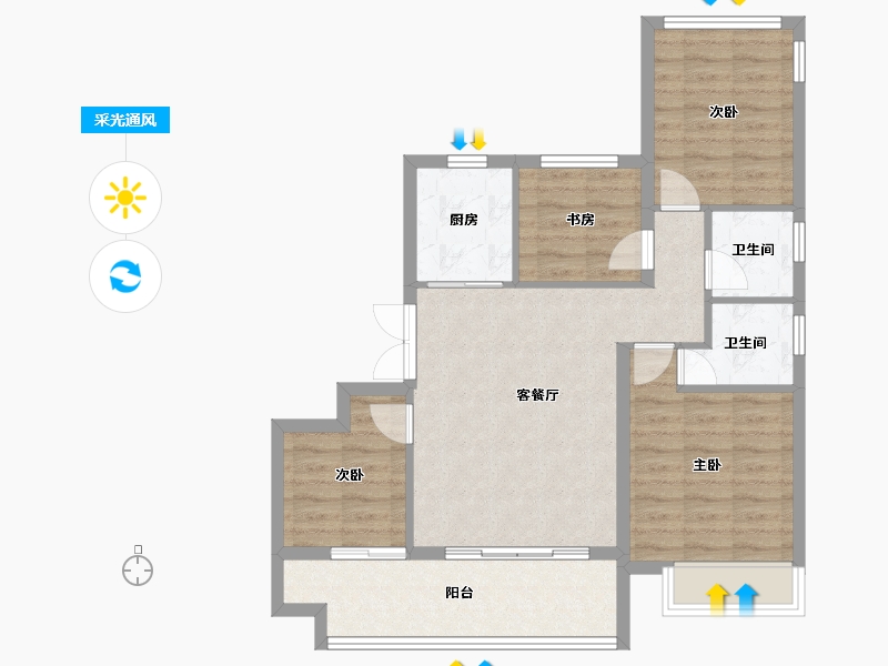 安徽省-合肥市-文一朗书轩-80.00-户型库-采光通风