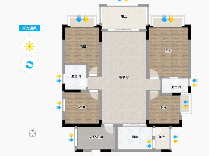 四川省-成都市-熙畔别院-113.04-户型库-采光通风