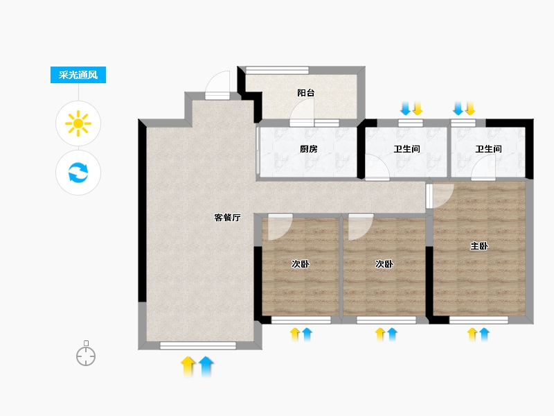 四川省-成都市-德信东原印江宸-79.06-户型库-采光通风