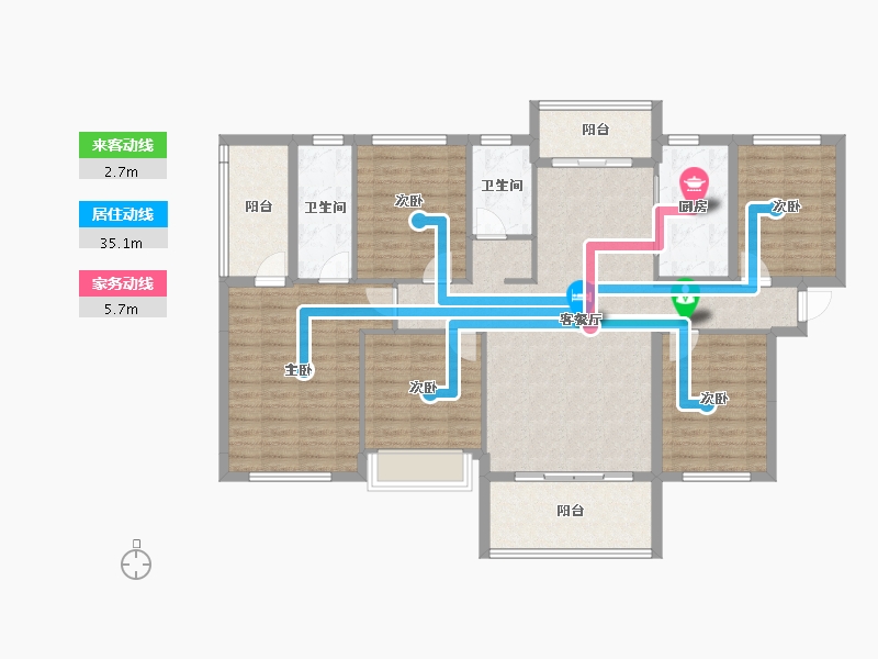 湖南省-郴州市-金麟府-129.56-户型库-动静线