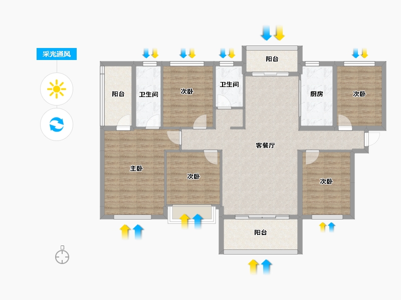 湖南省-郴州市-金麟府-129.56-户型库-采光通风