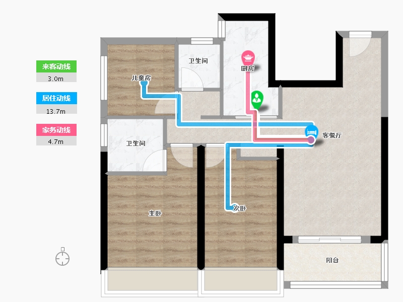 海南省-海口市-同康·国兴一品-73.62-户型库-动静线