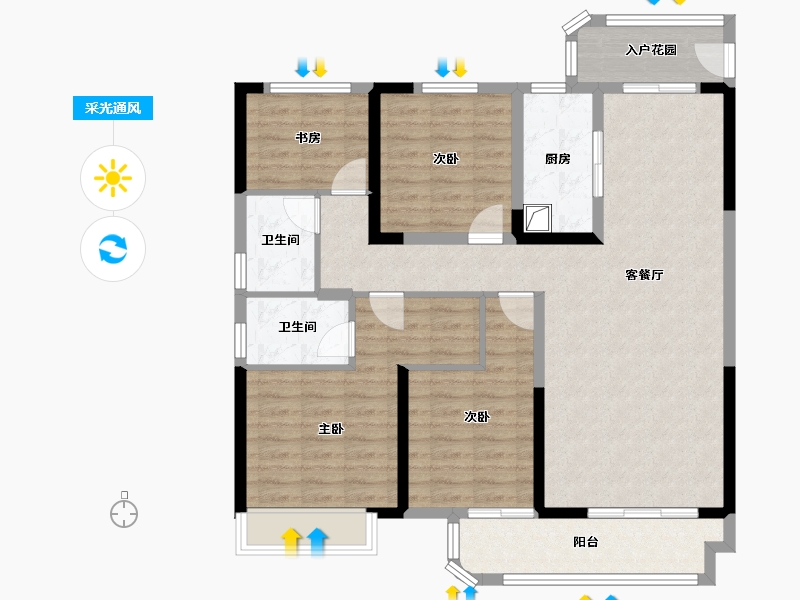 四川省-成都市-成都鑫苑城-107.82-户型库-采光通风