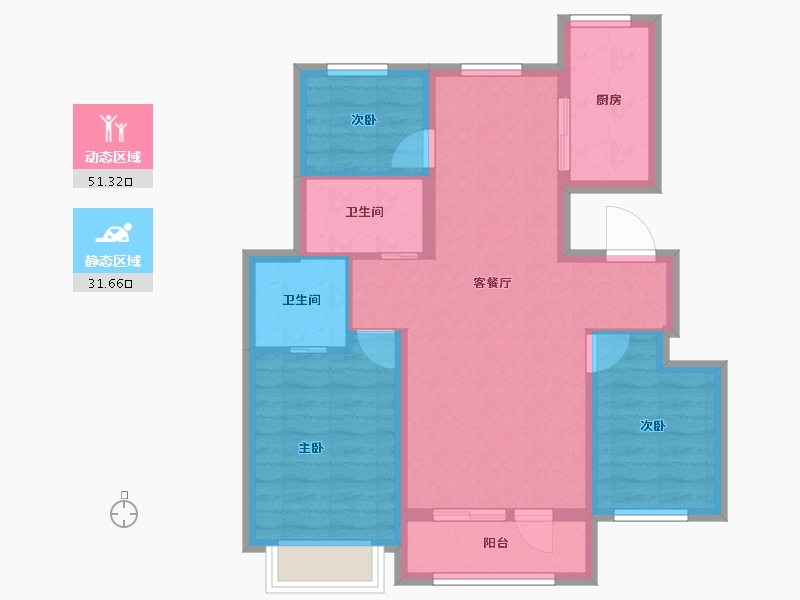 重庆-重庆市-华创•文华府-73.81-户型库-动静分区