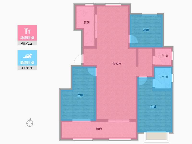 山东省-泰安市-龙泽壹品-98.76-户型库-动静分区