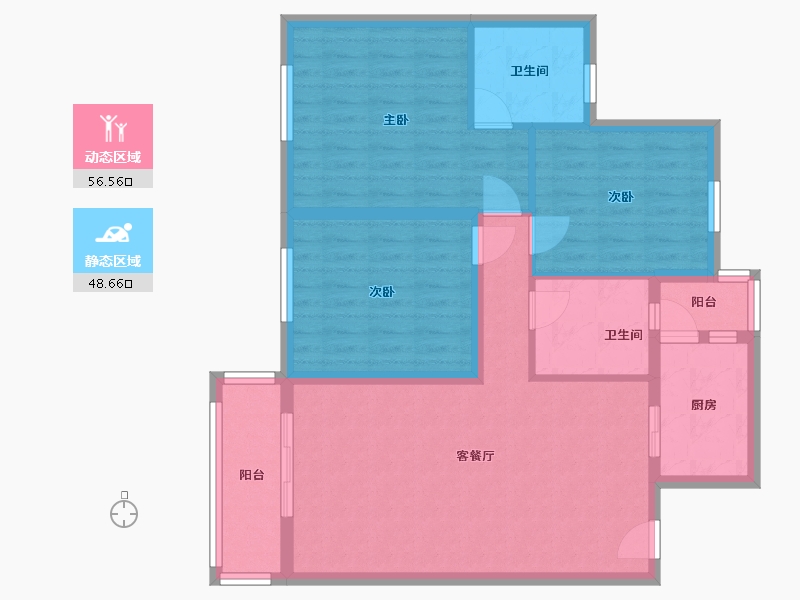 四川省-雅安市-三岔幸福里-94.40-户型库-动静分区