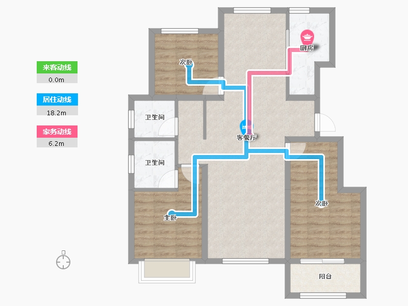 山东省-泰安市-龙泽壹品-86.53-户型库-动静线