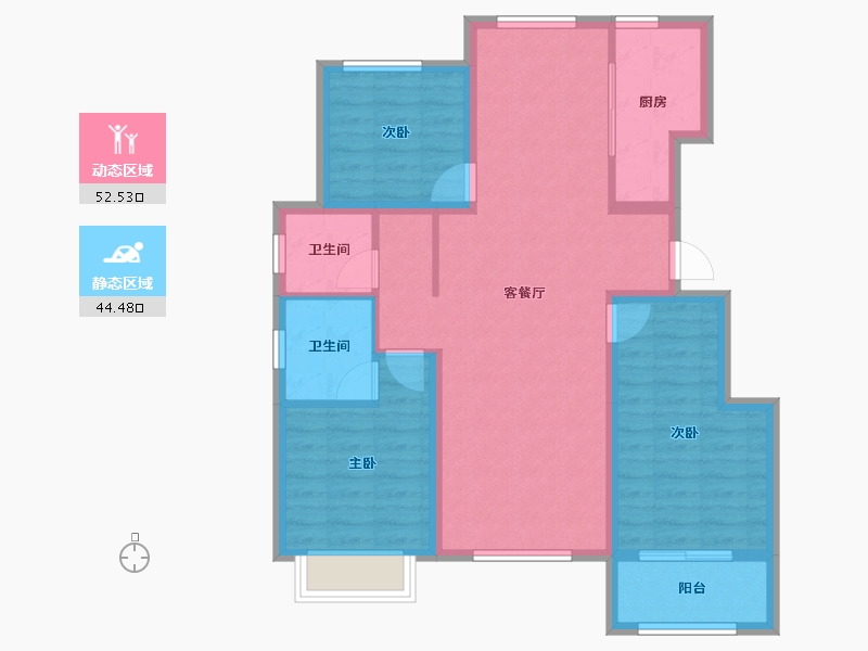 山东省-泰安市-龙泽壹品-86.53-户型库-动静分区