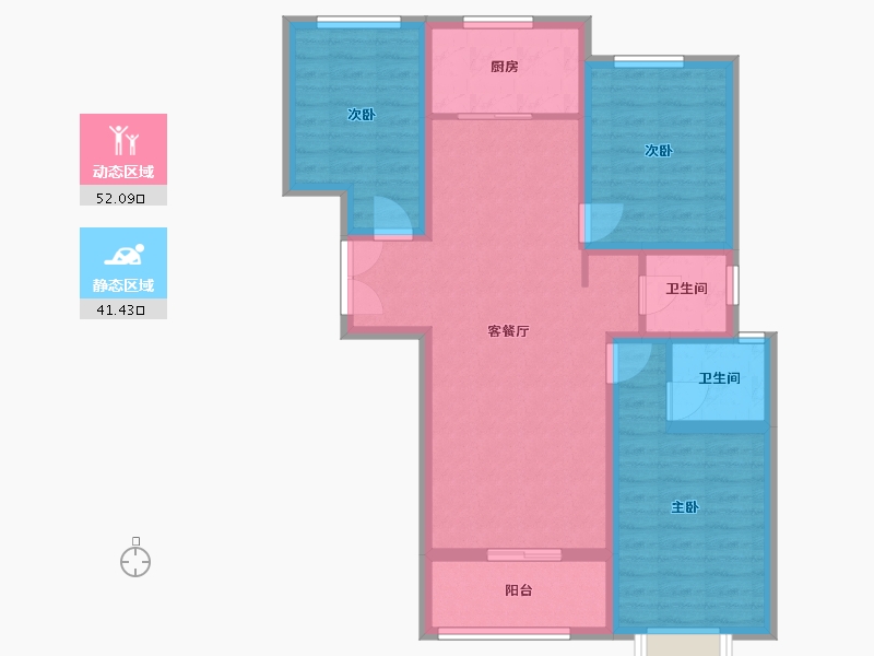 陕西省-咸阳市-京都佳苑-93.00-户型库-动静分区