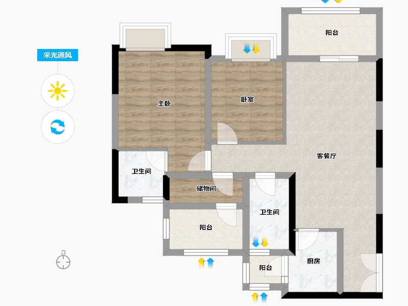 四川省-成都市-君悦时代-77.38-户型库-采光通风