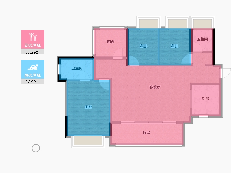 广东省-惠州市-华润置地惠州润溪花园-91.41-户型库-动静分区