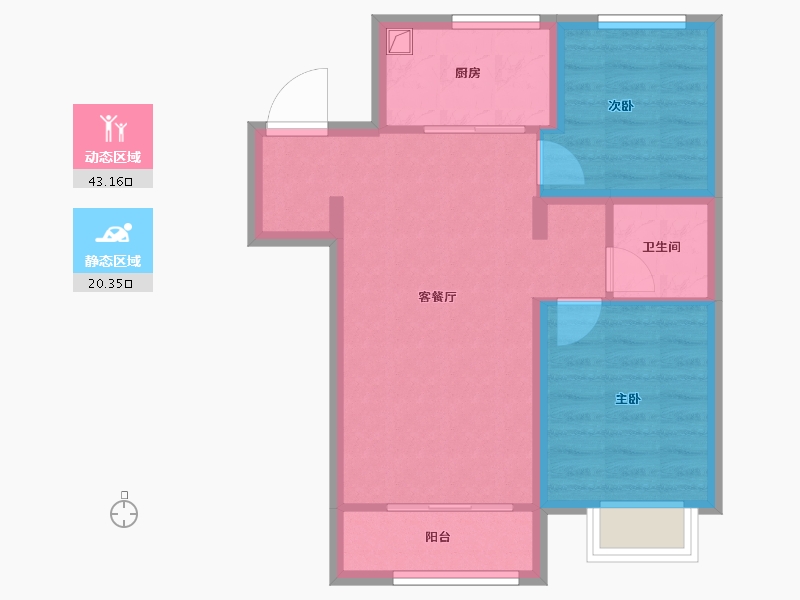 河北省-唐山市-万科公园都会-56.31-户型库-动静分区