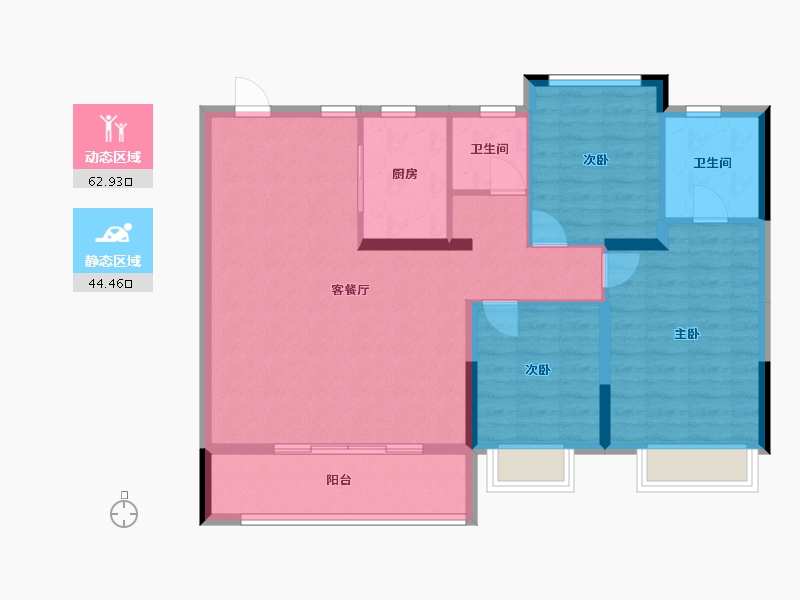 浙江省-嘉兴市-鸿翔百盛东望金邸-97.32-户型库-动静分区