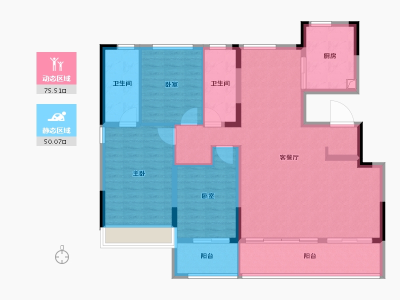 浙江省-温州市-绿城春月江澜-113.46-户型库-动静分区