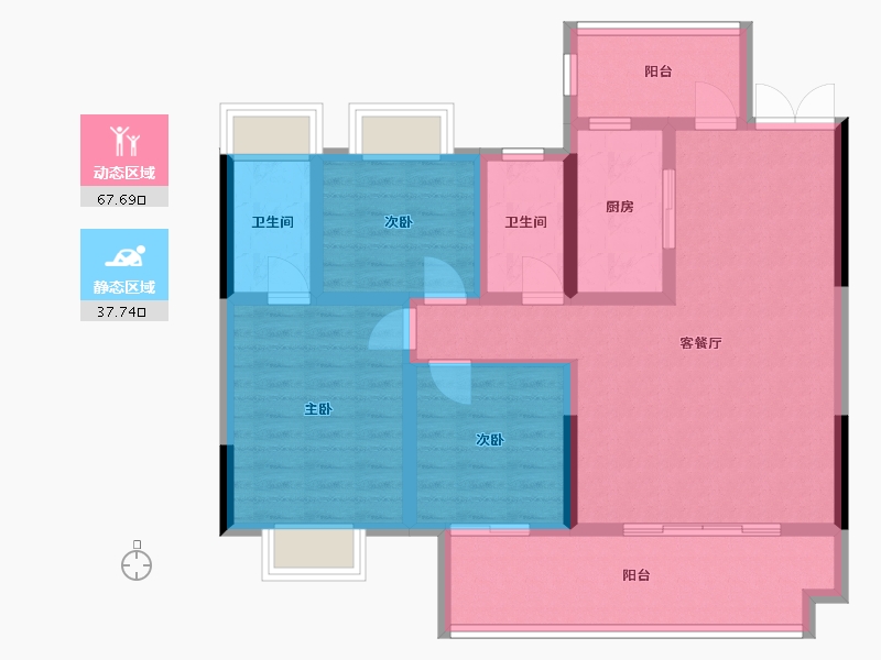 安徽省-黄山市-徽州印象君岳府-93.75-户型库-动静分区