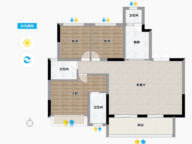 四川省-成都市-中旅千川阅-98.58-户型库-采光通风