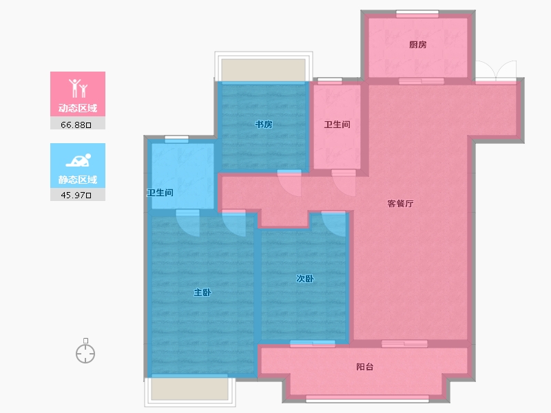 江苏省-扬州市-虎踞湾-108.80-户型库-动静分区