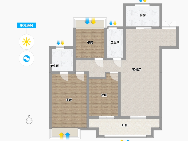 江苏省-扬州市-虎踞湾-108.80-户型库-采光通风