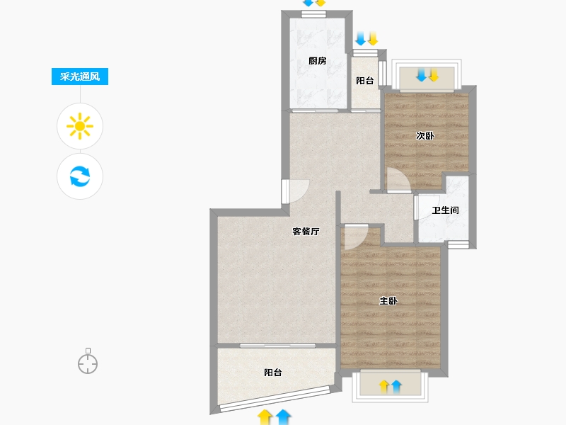 上海-上海市-宝宸怡景园-70.40-户型库-采光通风