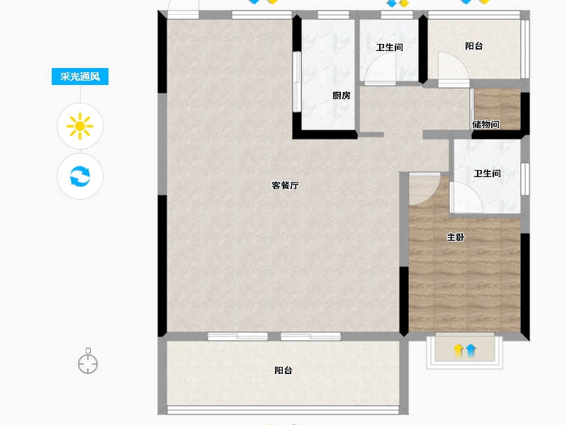 安徽省-合肥市-祥源庐源上城-104.00-户型库-采光通风