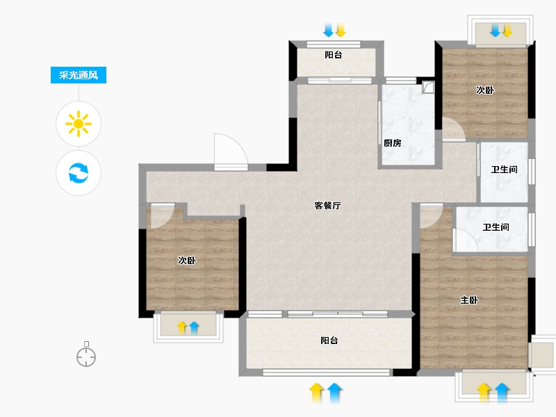 江西省-上饶市-阳光首府·玺苑-101.05-户型库-采光通风