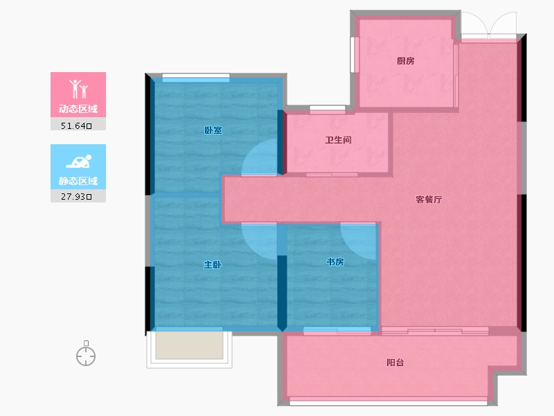 安徽省-合肥市-华地伟星龙川时代-72.00-户型库-动静分区