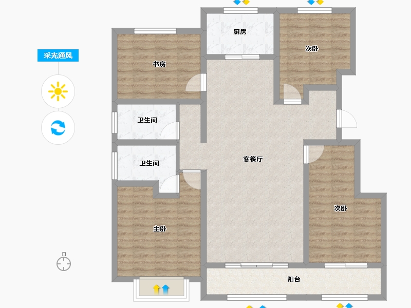 山东省-泰安市-龙泽壹品-115.28-户型库-采光通风