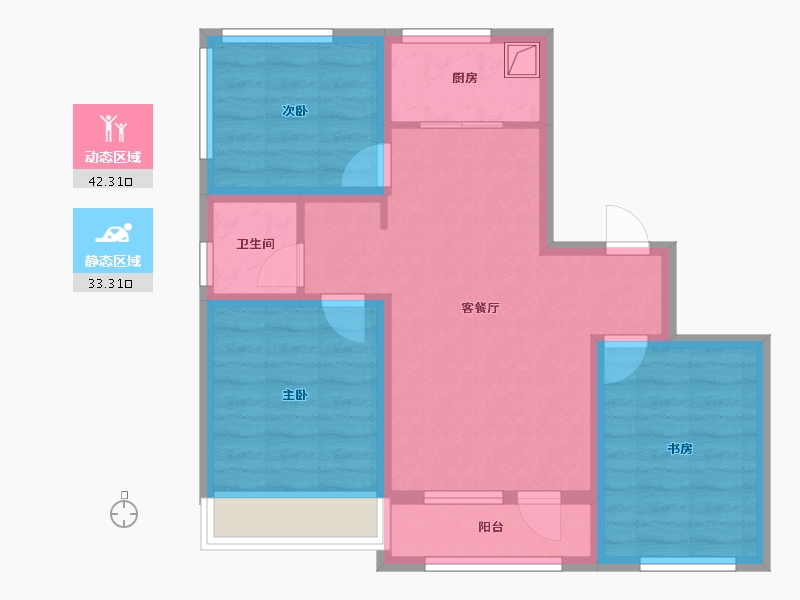 吉林省-四平市-長电金谷府-72.00-户型库-动静分区