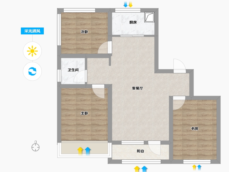 吉林省-四平市-長电金谷府-72.00-户型库-采光通风