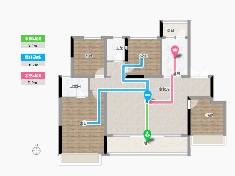 四川省-成都市-华建锦院-110.71-户型库-动静线