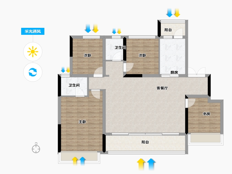 四川省-成都市-华建锦院-110.71-户型库-采光通风