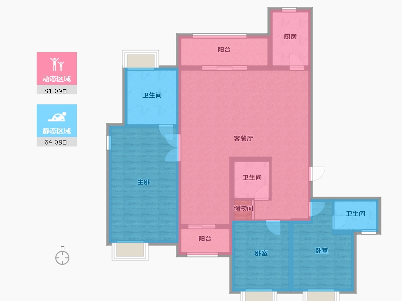 湖北省-武汉市-御江壹品青山樽-157.60-户型库-动静分区