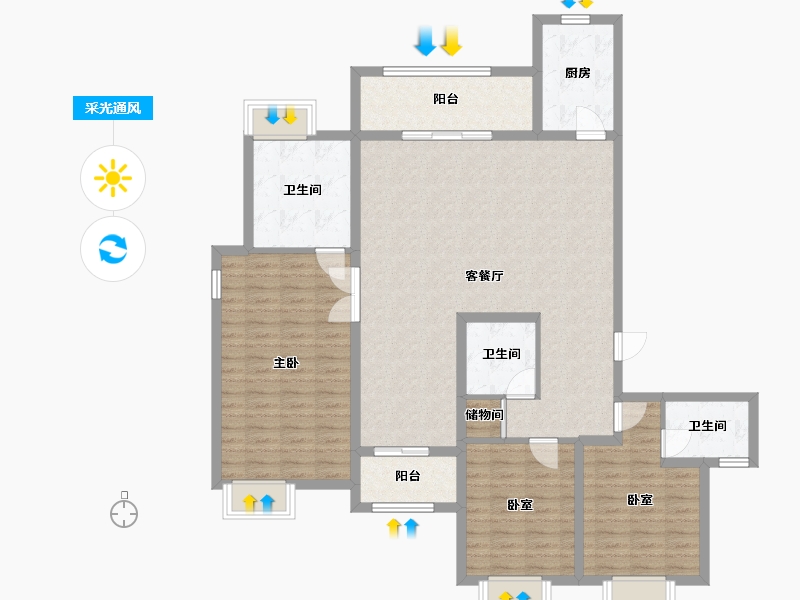 湖北省-武汉市-御江壹品青山樽-157.60-户型库-采光通风