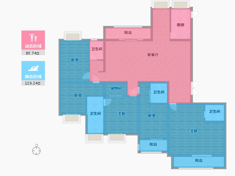 湖北省-武汉市-御江壹品青山樽-216.00-户型库-动静分区