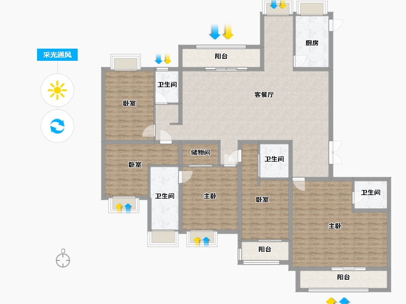 湖北省-武汉市-御江壹品青山樽-216.00-户型库-采光通风