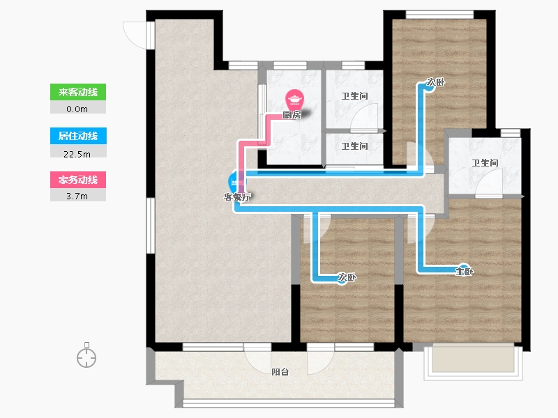 山东省-聊城市-孟达·水樾澜庭-91.43-户型库-动静线