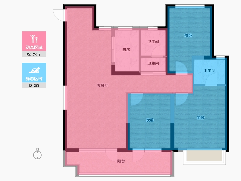 山东省-聊城市-孟达·水樾澜庭-91.43-户型库-动静分区