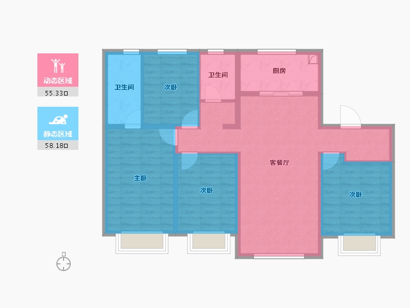 河北省-唐山市-万科公园都会-101.48-户型库-动静分区