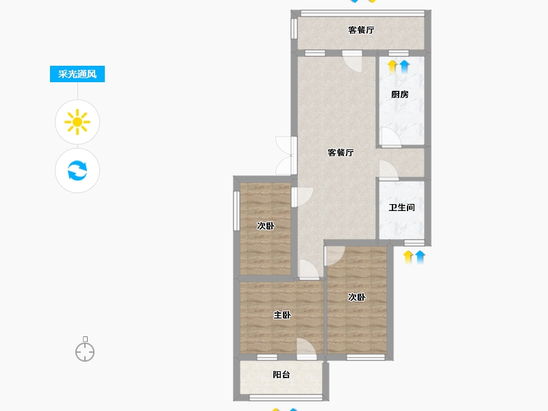 广东省-广州市-肖岗云霄街民航小区-71.20-户型库-采光通风