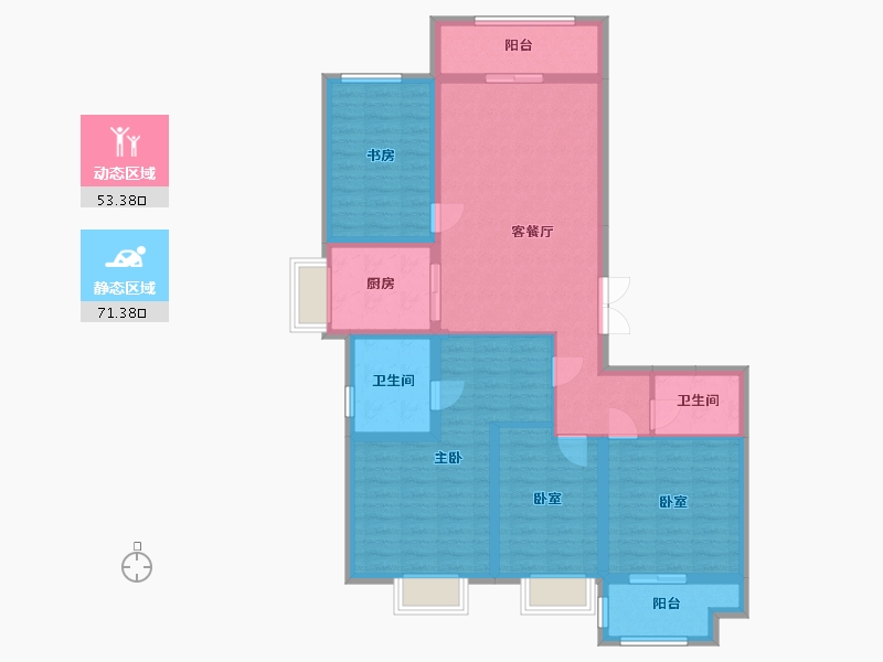 湖北省-武汉市-御江壹品青山樽-136.50-户型库-动静分区