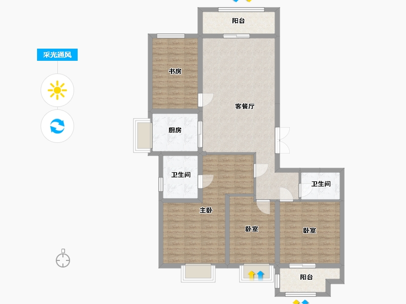 湖北省-武汉市-御江壹品青山樽-136.50-户型库-采光通风