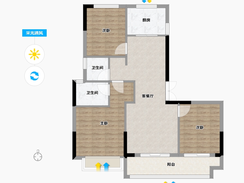 浙江省-台州市-东泰·枫璟嘉园-90.40-户型库-采光通风