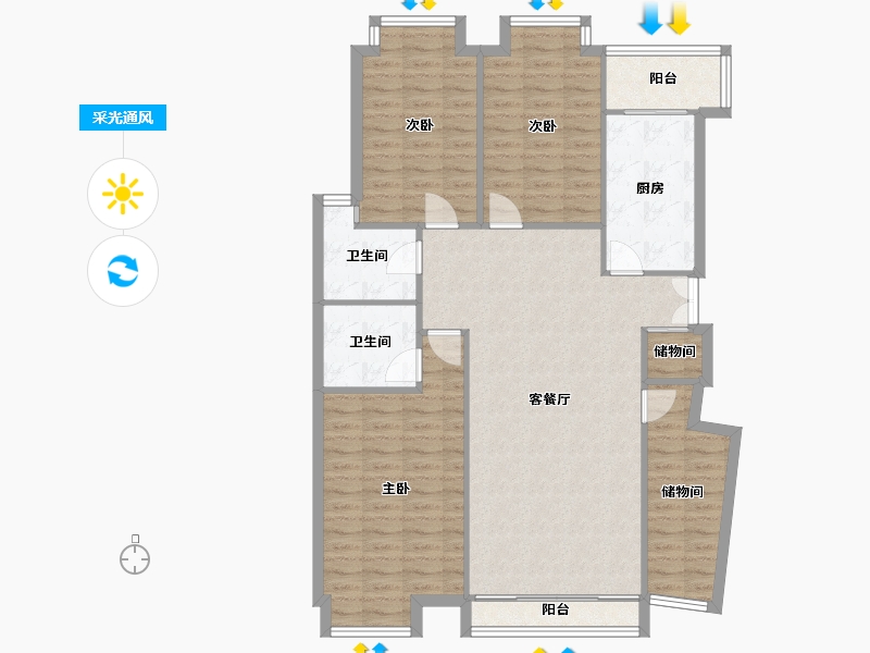 天津-天津市-泰达时代-114.40-户型库-采光通风