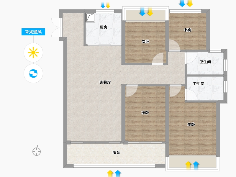 浙江省-温州市-东厦滨江上品-96.93-户型库-采光通风