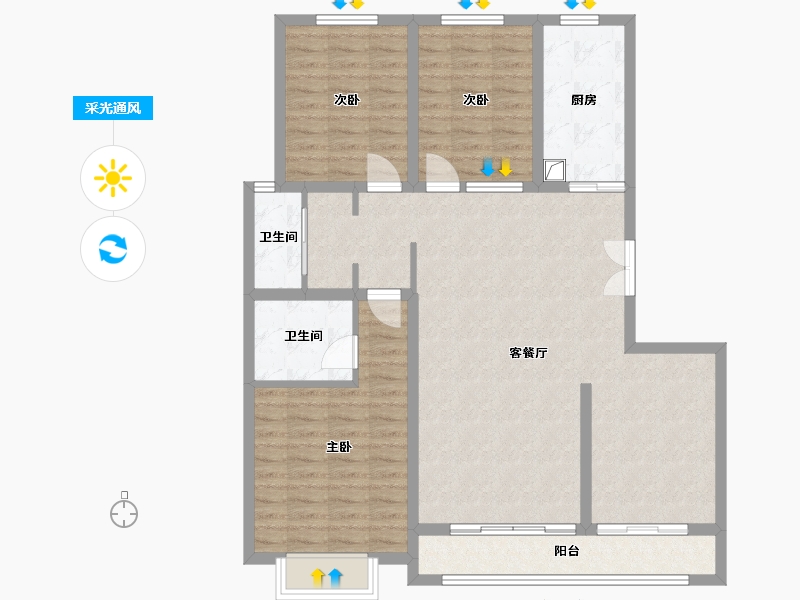 陕西省-榆林市-锦岚家园-110.00-户型库-采光通风