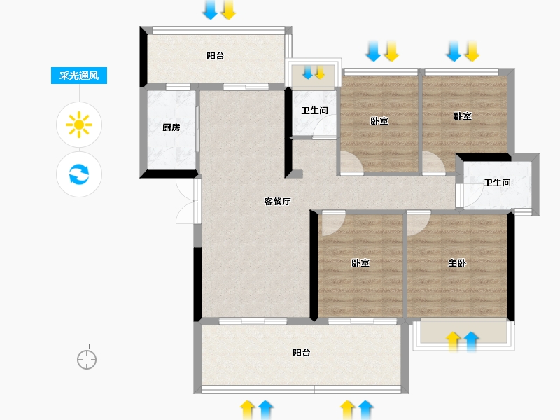 湖北省-恩施土家族苗族自治州-四季·未来城-102.33-户型库-采光通风