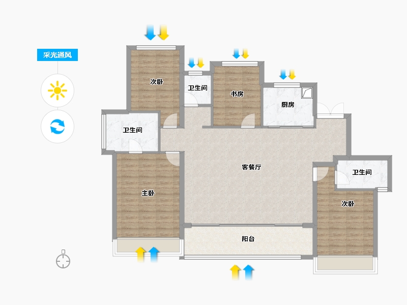 浙江省-温州市-东厦滨江上品-129.14-户型库-采光通风