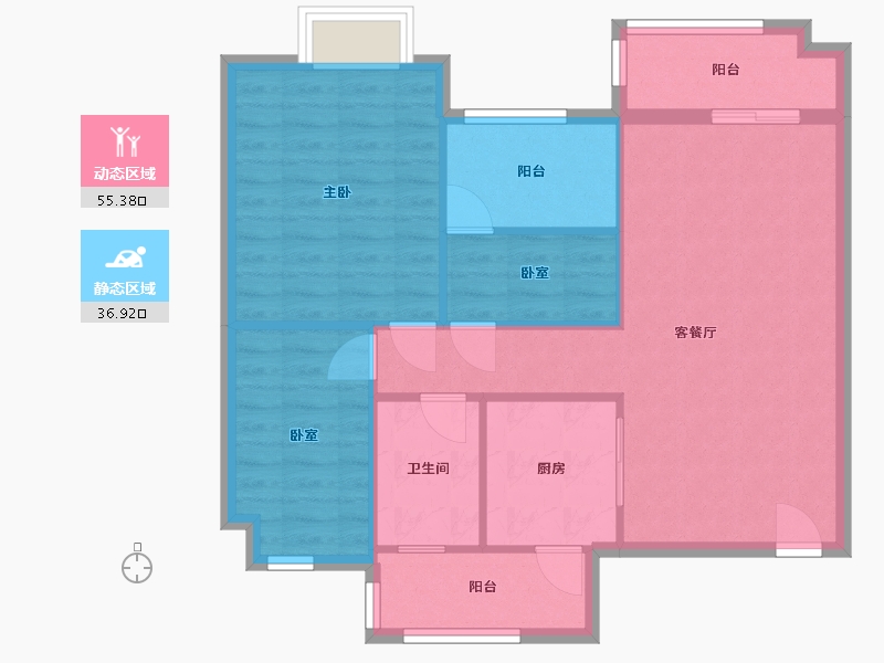 四川省-成都市-雅居乐十里花巷-100.96-户型库-动静分区